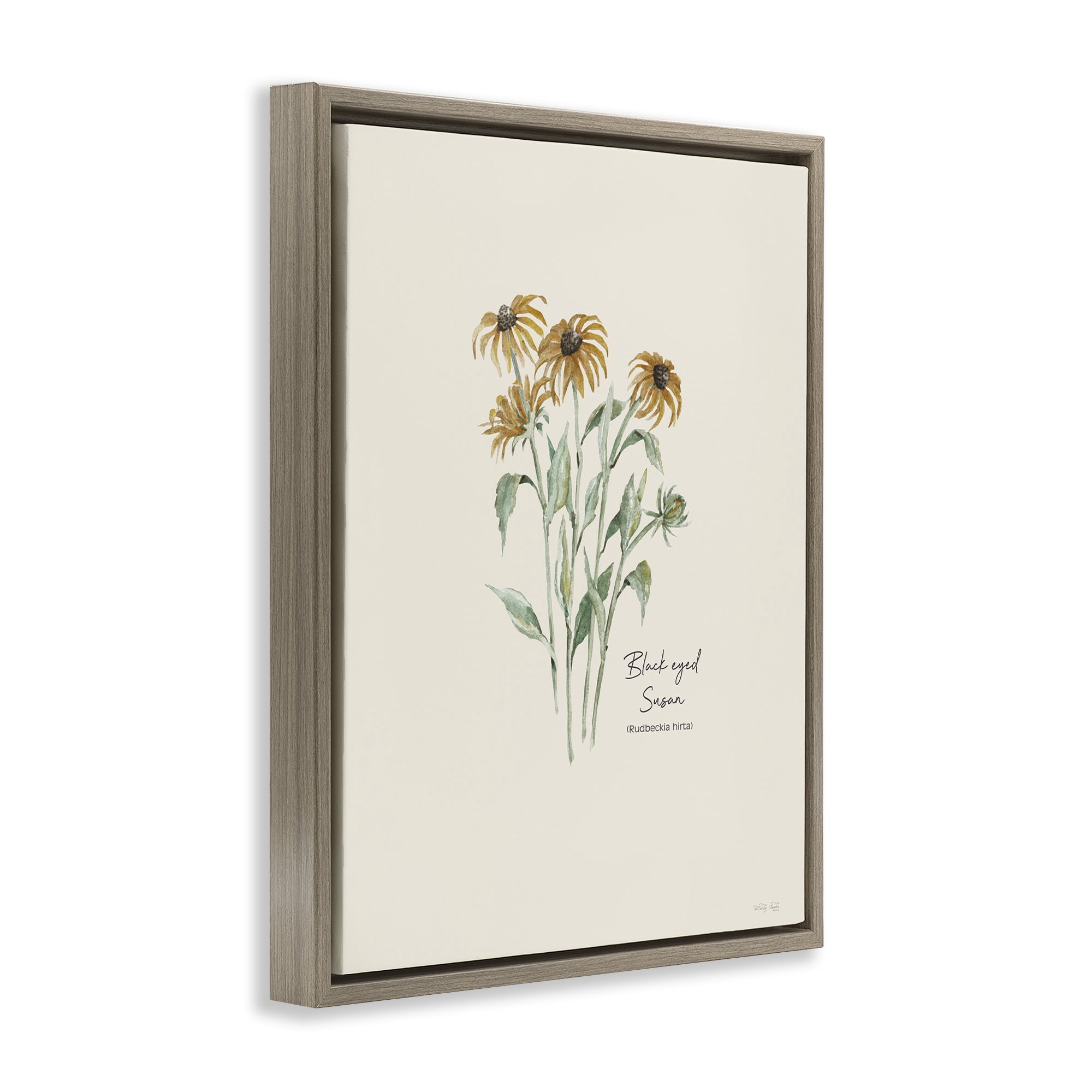 Stupell Industries Black Eyed Susans Botanical & Floral Painting Brown Floater Framed Art Print Wall Art, 25 x 31