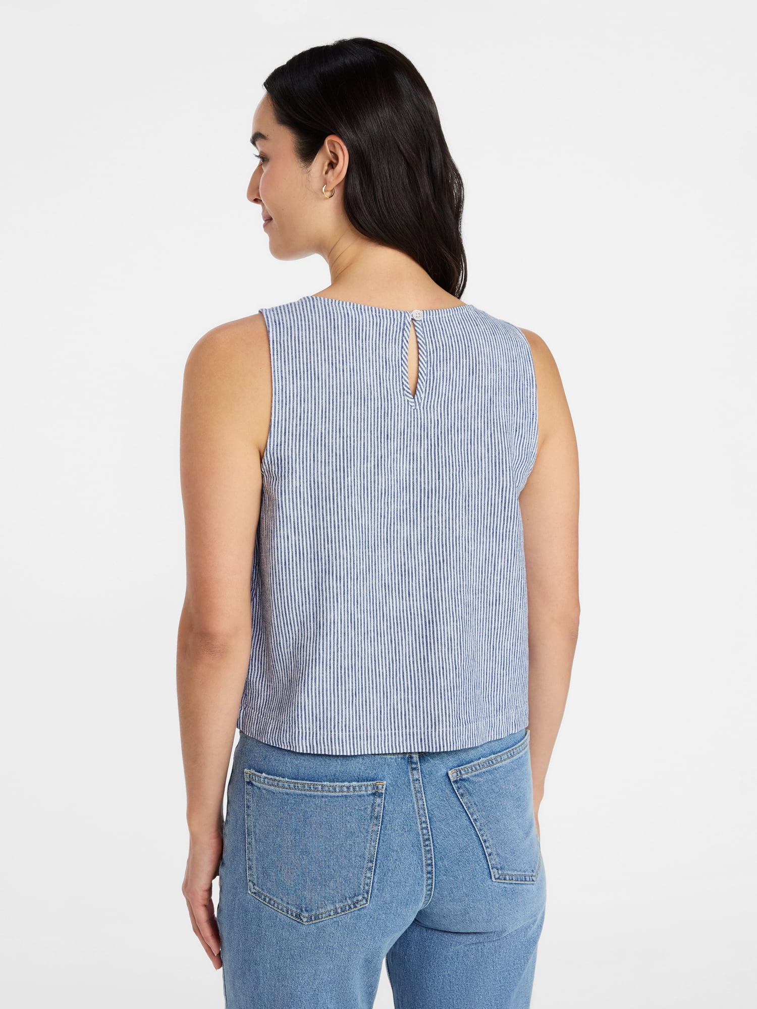 Time and Tru Women’s Linen Blend Sleeveless Top, Sizes XS-XXXL