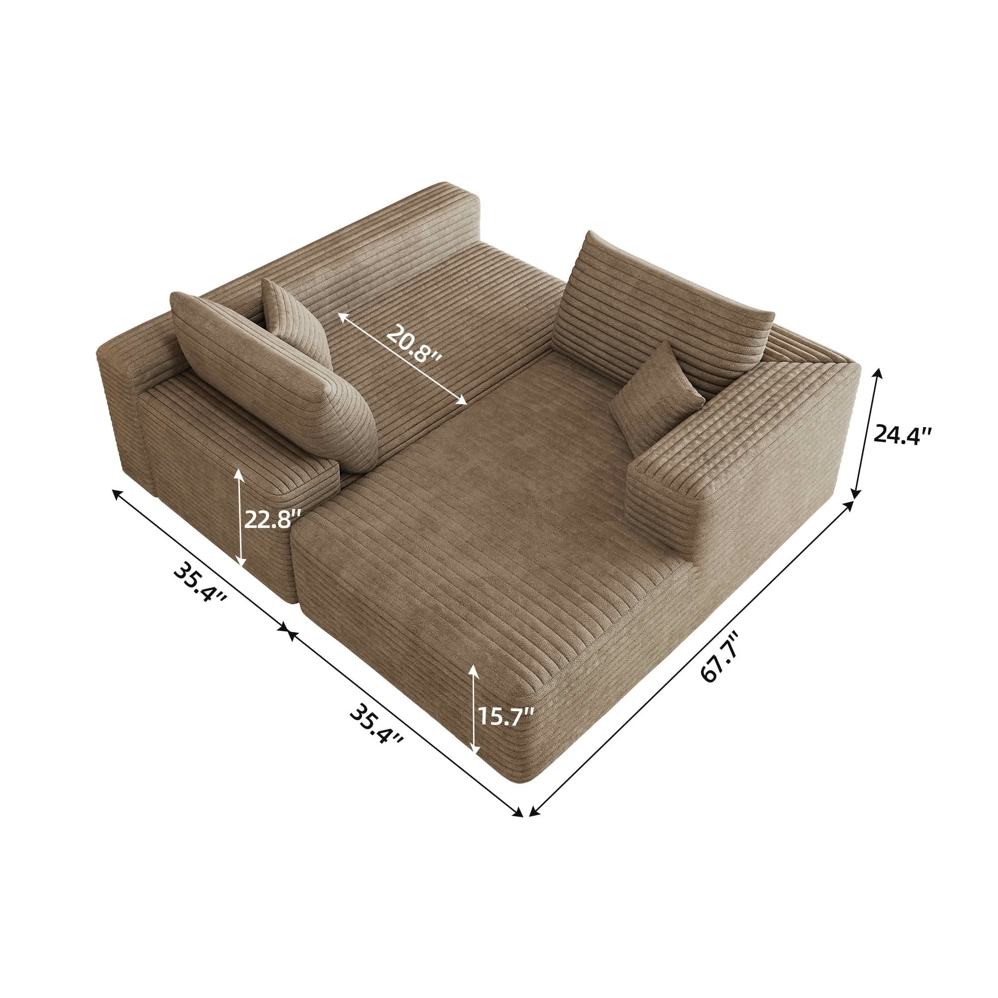 MAYEERTY 103 Inch L‑Shaped Cloud Sectional Sofa, Modern Minimalist Deep‑Seat Corner Couch, Plush Corduroy Upholstered Reversible Sofa, No‑Assembly Required for Living Room Apartment