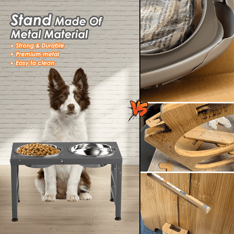 SHAINFUN Elevated Dog Feeder with 2 Stainless Steel Bowls, 10 in photo 4