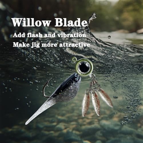 WLIKKSCrappie Jigs Underspin Jig Heads 3D Eyes Crappie Jig Heads 1/32oz 1/16oz 1/8oz Fishing Jig Heads for Crappie Bluegill 10 Packs