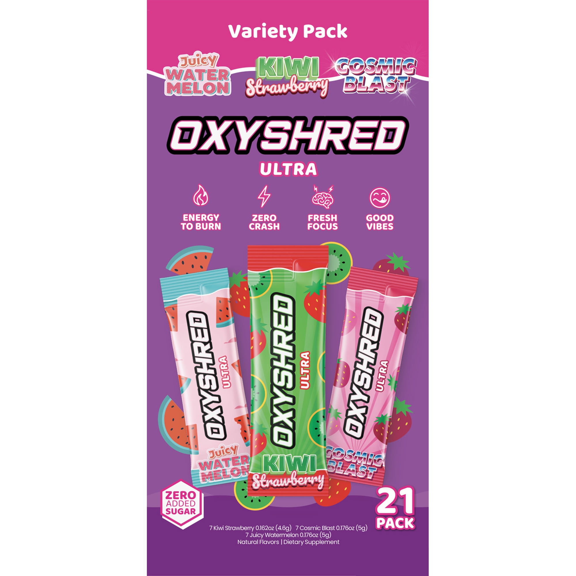 EHP LABS OxyShred Energy & Fat Burner Pre-Workout Powder Sticks, On-the-Go Variety Pack, 21 Count