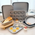 thumbnail image 3 of Cartman Nonstick Grey Bakeware Set 9-pieces with Round/Square Cake Pan,Loaf Pan,6/12 Cup Muffin Pan,Cookie Sheet,Roast Pan,Brush and Spatula Set,Carbon Steel Bake Set, 3 of 7
