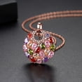 thumbnail image 4 of Multicolor Zircon Round Pendant Necklace for Women 18K Rose Gold Plated Copper Chain N-2013063001, 4 of 6