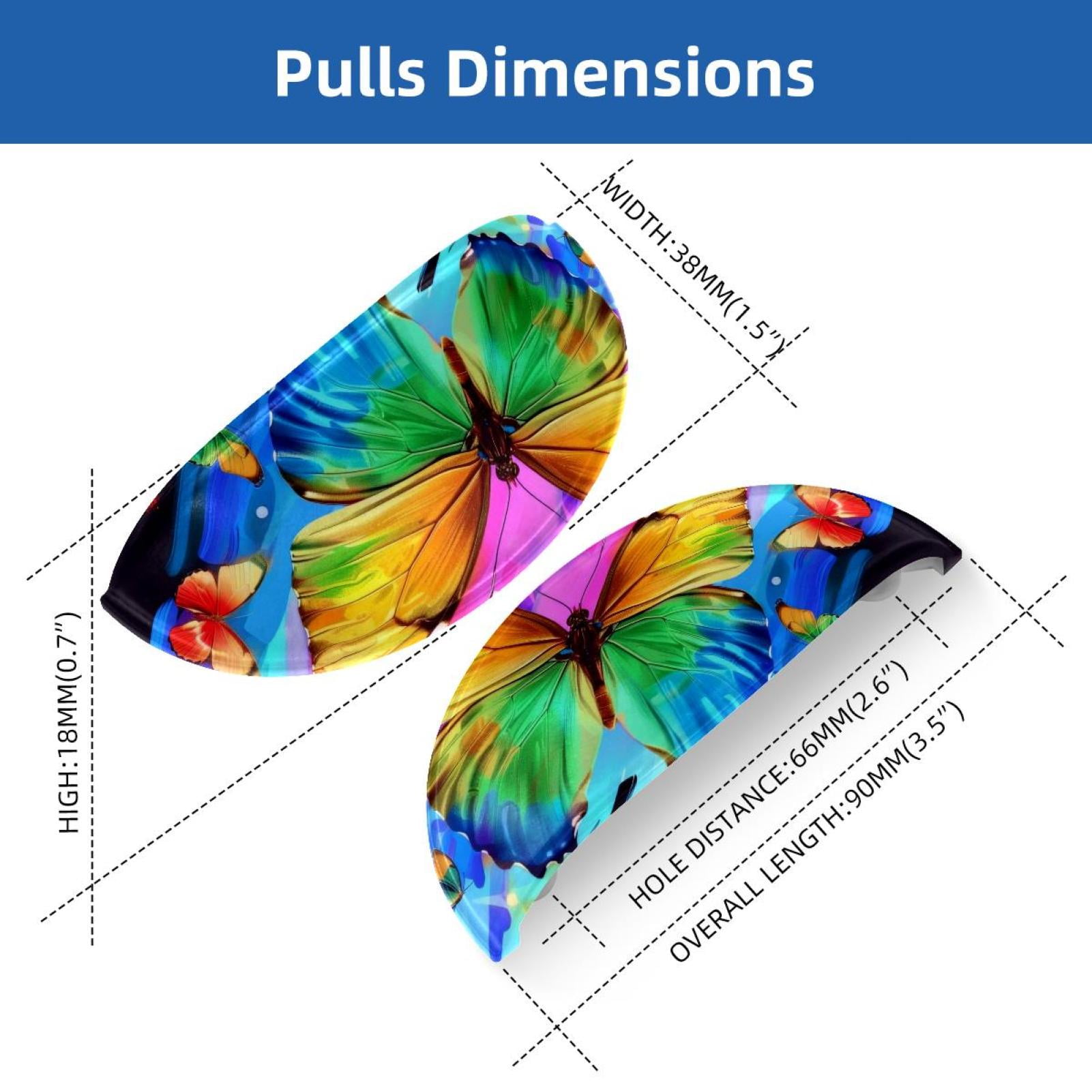 PhooArto 6 Pcs Cup Drawer Pulls, Colorful Rainbow Butterfly Shell Shape Handles Cabinet Knobs for Dresser Cupboard Closet Wardrobe with Screws