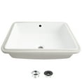thumbnail image 2 of Stylish Undermount 19 ½"W x 15 ½"D White Porcelain Rectangular Bathroom Sink with 2 Overflow Rings P-204, 2 of 11