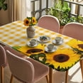 thumbnail image 3 of Spring Sunflowers Table Cloths for 6 Foot Rectangle Tables, Yellow White Plaid Farmhouse Rustic Patio Waterproof Elastic Fitted Tablecloths, Washable Rectangular Table Cover for Camping, 3 of 8