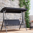thumbnail image 1 of Chaise Balançoire de Patio Extérieure à 3 Places, Banc à Bascule à Auvent Réglable avec Coussins Épais, Cadre en Acier Robuste, Mobilier de Balançoire Imperméable et Résistant aux UV pour Jardin, Cour Arrière, Terrasse, Bord de Piscine, Noir, 1 of 6