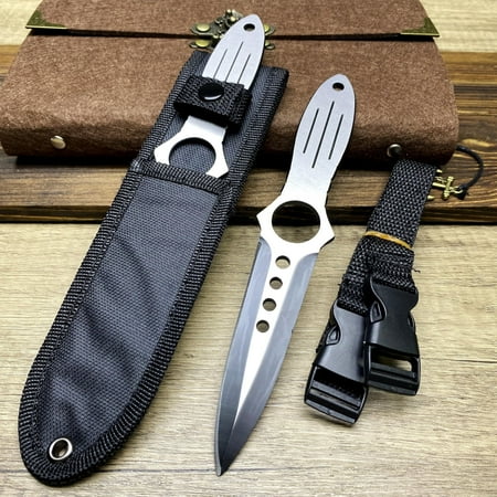 Fixed Blade Dive Knife With Lanyard & Nylon Sheath - Stainless Steel Diving Knife For Scuba Snorkeling And Water Sports Outdoor Sport