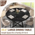 thumbnail image 2 of UHOMEPRO Round Kitchen Table for 4, Faux Marble Dining Table with Storage Shelf, Modern High Glossy Dining Room Table with Sturdy Cross-Shaped Base Support (Only Table), Black, 2 of 8