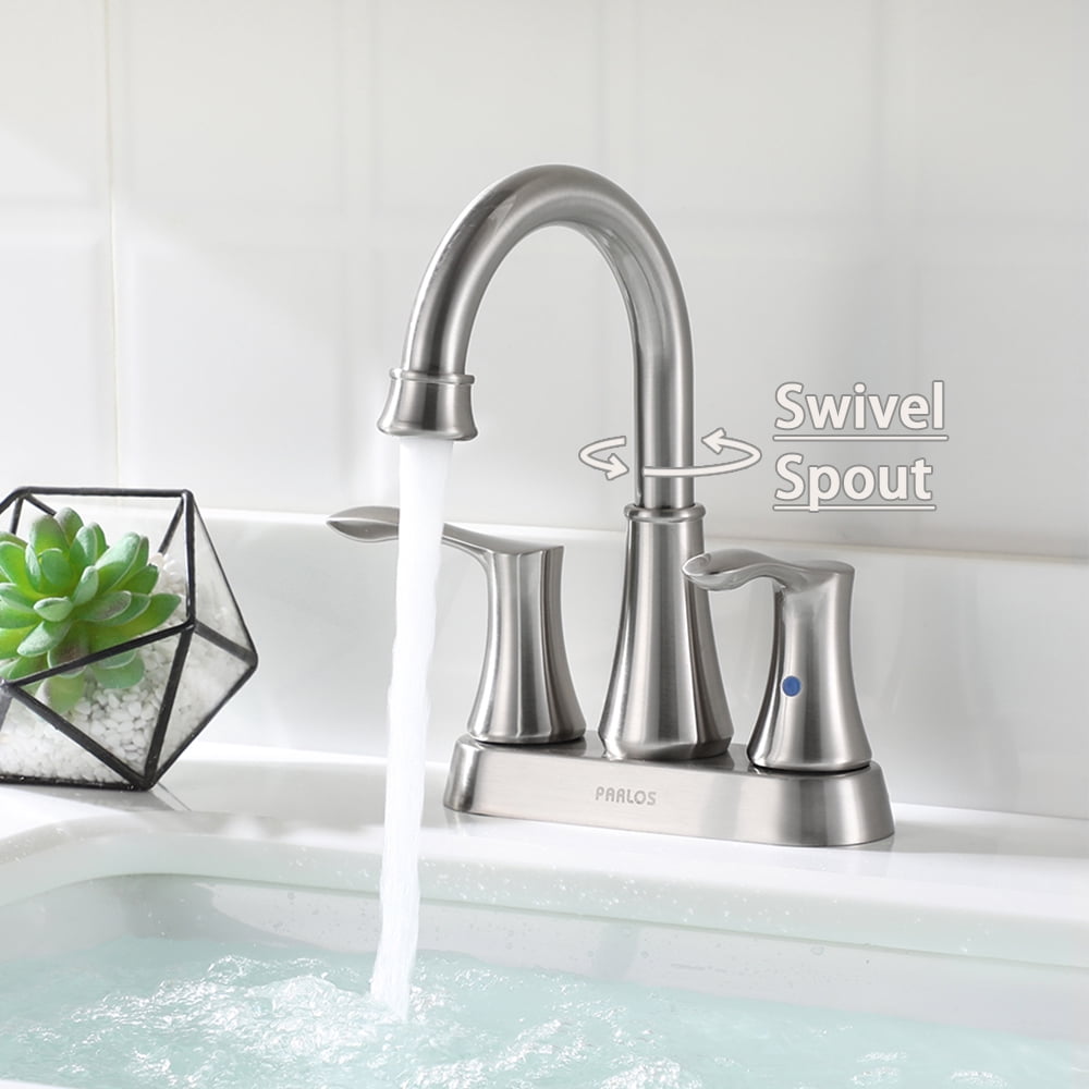 PARLOS Swivel Spout 2-Handle Bathroom Sink Faucet, Brushed Nickel