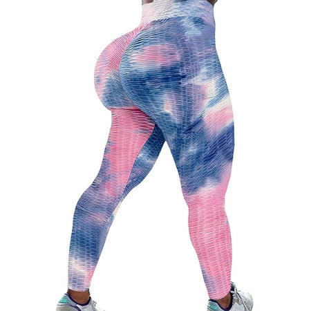 

Yoga Pants Booty Women High Waisted Honeycomb Ruched Butt Lift Tie Dye Textured Scrunch Leggings Booty Tights