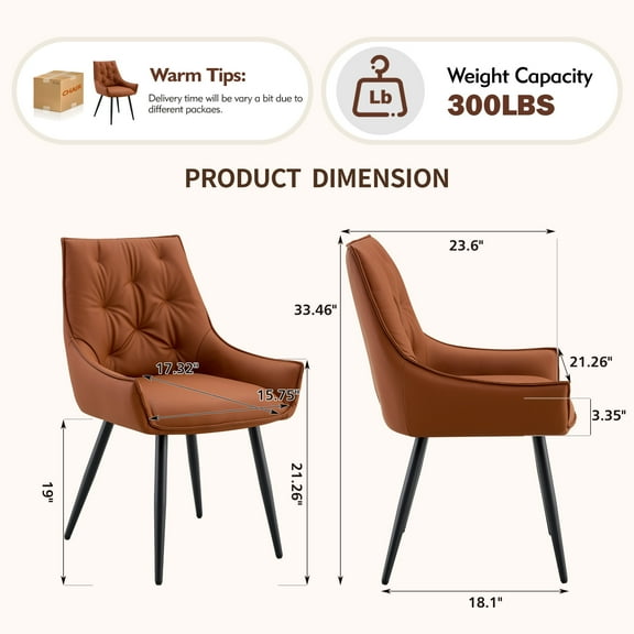 Dining Chairs Dining Chairs Set of 2, Camel Faux Leather Dining Room Chair, Metal Kitchen Chairs with Gold Mesh Texture and Black Sanded Legs, Flat Back Upholstered Chair (Camel, Set of 2),Fabric Din