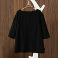 thumbnail image 4 of Tops for Women Trendy Girls Active Long Sleeve Oversized Corduroy Shirt Slouchy T Shirts Women Compression Pack round Neck Short Sleeve Shirt Polyester Spandex Shirts Fitness Clothes for Black L, 4 of 4