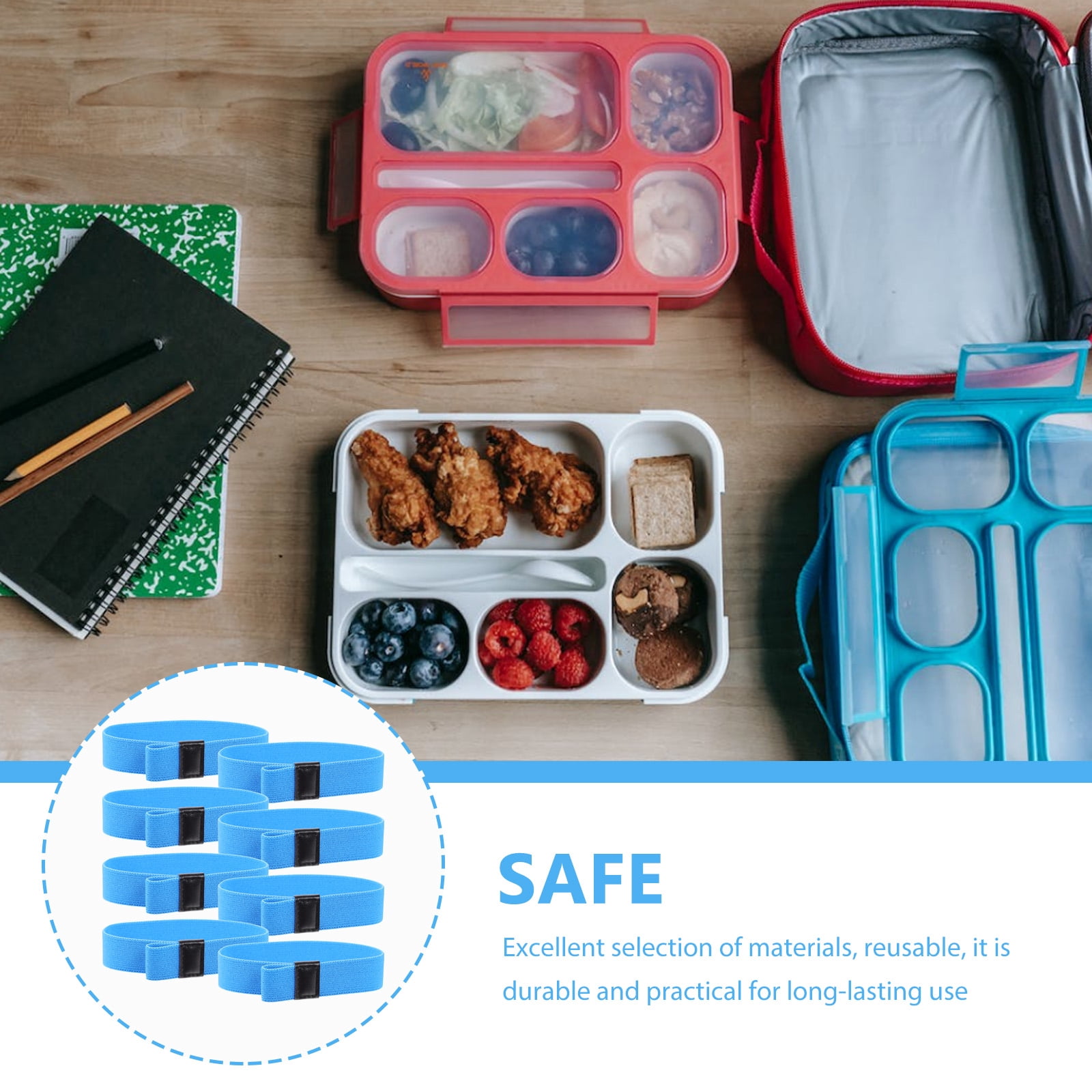 ZEHUANYU 32 Pcs Colored Bento Box Straps Bento Box Bands Lunch Container Elastic Straps Bento Fixing Bands