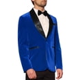 thumbnail image 4 of BLAZER DE HOMBRE CON SOLAPA CHIC INSPIRADA, TUXEDO DE VELVET CON UN BOTÓN, AJUSTE SLIM PARA BODA, CHAQUETA MARINO AZUL, 4 of 4