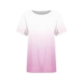 thumbnail image 3 of Blusas para las Mujeres Casual, Rayas Impresas Patchwork Manga Corta Cuello Redondo Top Hecho de 95% Poliéster 5% Spandex para el Verano, Tops Cortos para las Mujeres, 3 of 4