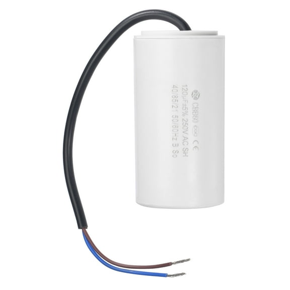 Uxcell 96x49mm 120uF 250V AC 50/60Hz 2 Wires CBB60 Run Capacitor White