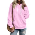 thumbnail image 2 of Hoodies for Women Sweaters for Women Women's Autumn and Winter Solid Color Pullover Hooded Drawstring Sweatshirt Long Sleeve Fashion Sweatshirt Womens Tops Hot Pink M, 2 of 6