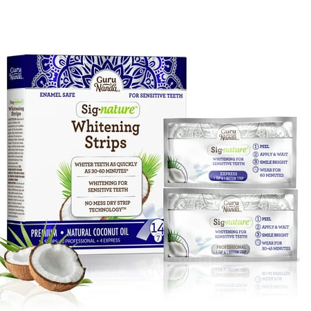 GuruNanda Teeth Whitening Strips with Coconut Oil - 7 Day Treatment
