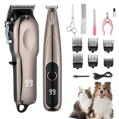 VCM Grooming Kit and Paw Trimmer for Cat Dog 2 in 1 Rechargeable Clippers for Matted Hair Cats Dogs Low Noise Shaver for Long Hair Pets Animals