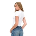 thumbnail image 2 of Natural Uniforms Womens Buttery Soft, Super Stretch Y2K Long Sleeve Baby Tee Crop Top (White, X-Small), 2 of 6