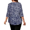 thumbnail image 5 of WellSize 3/4 Sleeve Plus Size Womens Blouses Casual Floral Pleats Tops Summer Crewneck Shirts Tunic Curved Hem Blouses, 5 of 8
