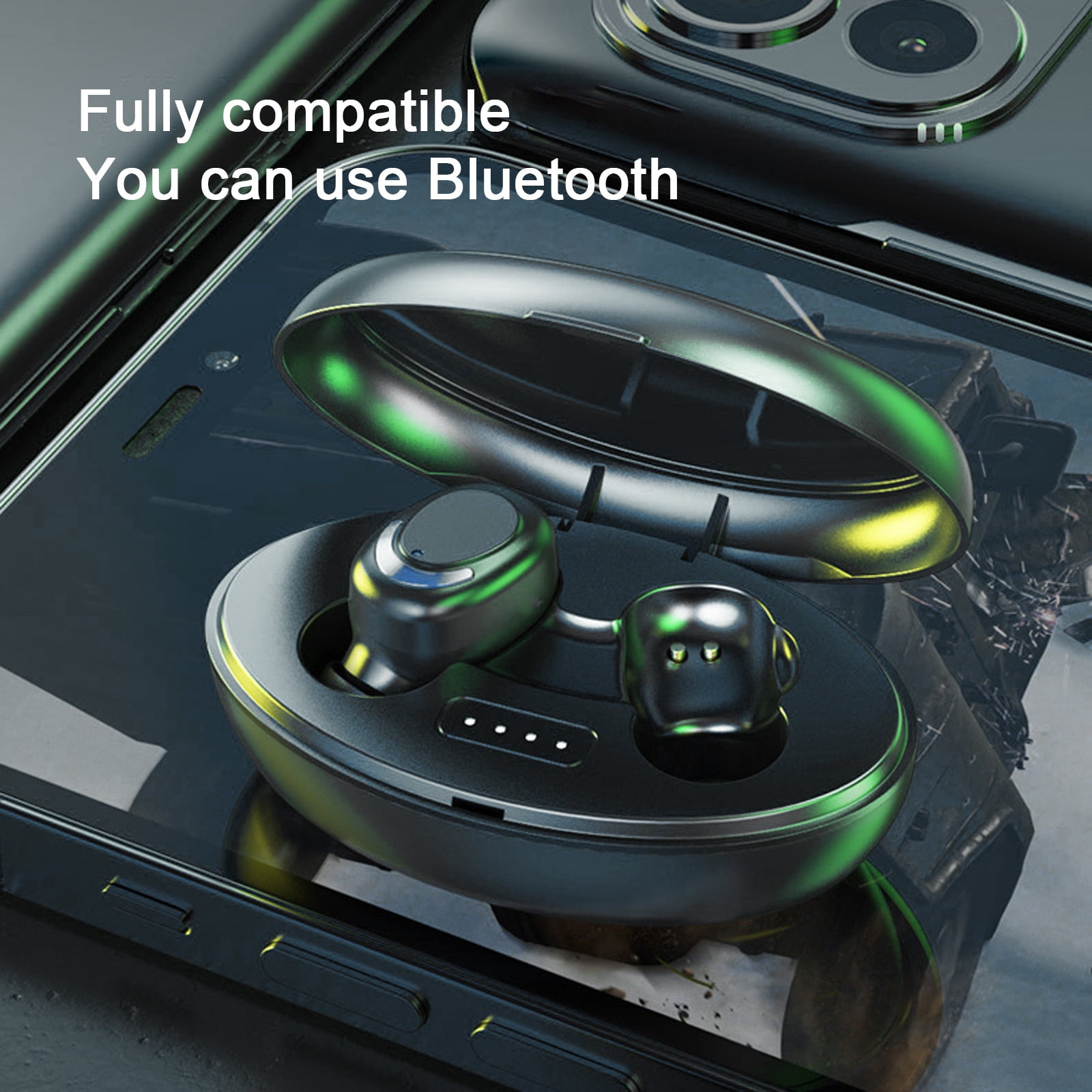 Lzobxe Bluetooth Earbuds Wireless Earbuds,Bluetooth 5.2 Headphones With Charging Case, Bluetooth Headphones With Mics, Fingerprint Control, Power Display,For Sports/Working on Clearance