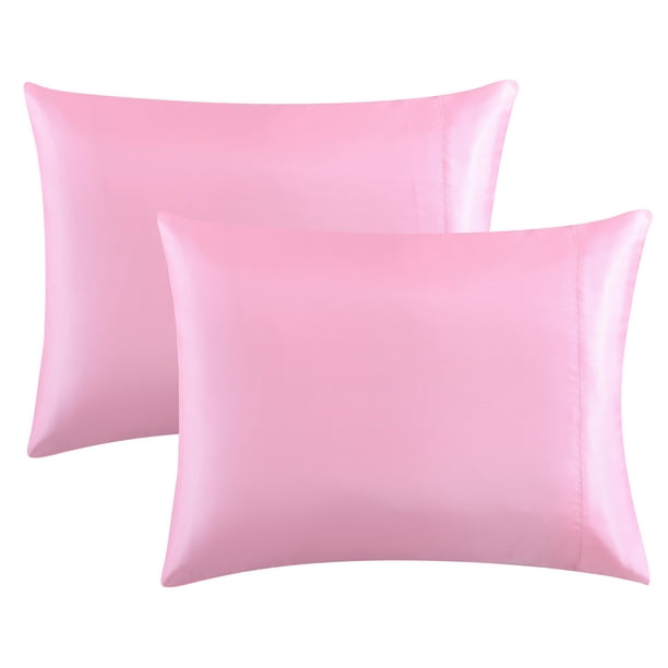 casa Platino King Size Satin Pillowcase Set of 2 Pink Silk Pillow