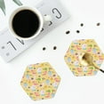 thumbnail image 5 of Pofeuu Summer Animals Print Leather Coasters Set of 6, Round Cups Mugs Mat Pad for Home Kitchen Heat Resistant Drink Coasters,Hexagon, 5 of 7