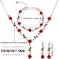 thumbnail image 2 of 1 Box 3Pcs Red Rose Jewelry Set Vintage Flower Jewelry Dangle Set Rose Blossom Necklace Earrings Bracelet Romantic Wedding Birthday Prom Valentine's Day Jewelry for Woman, 2 of 7