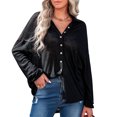 thumbnail image 1 of Cárdigan de punto de longitud media para mujer, Top holgado con solapa y manga larga, botón frontal abierto para otoño, 1 of 6