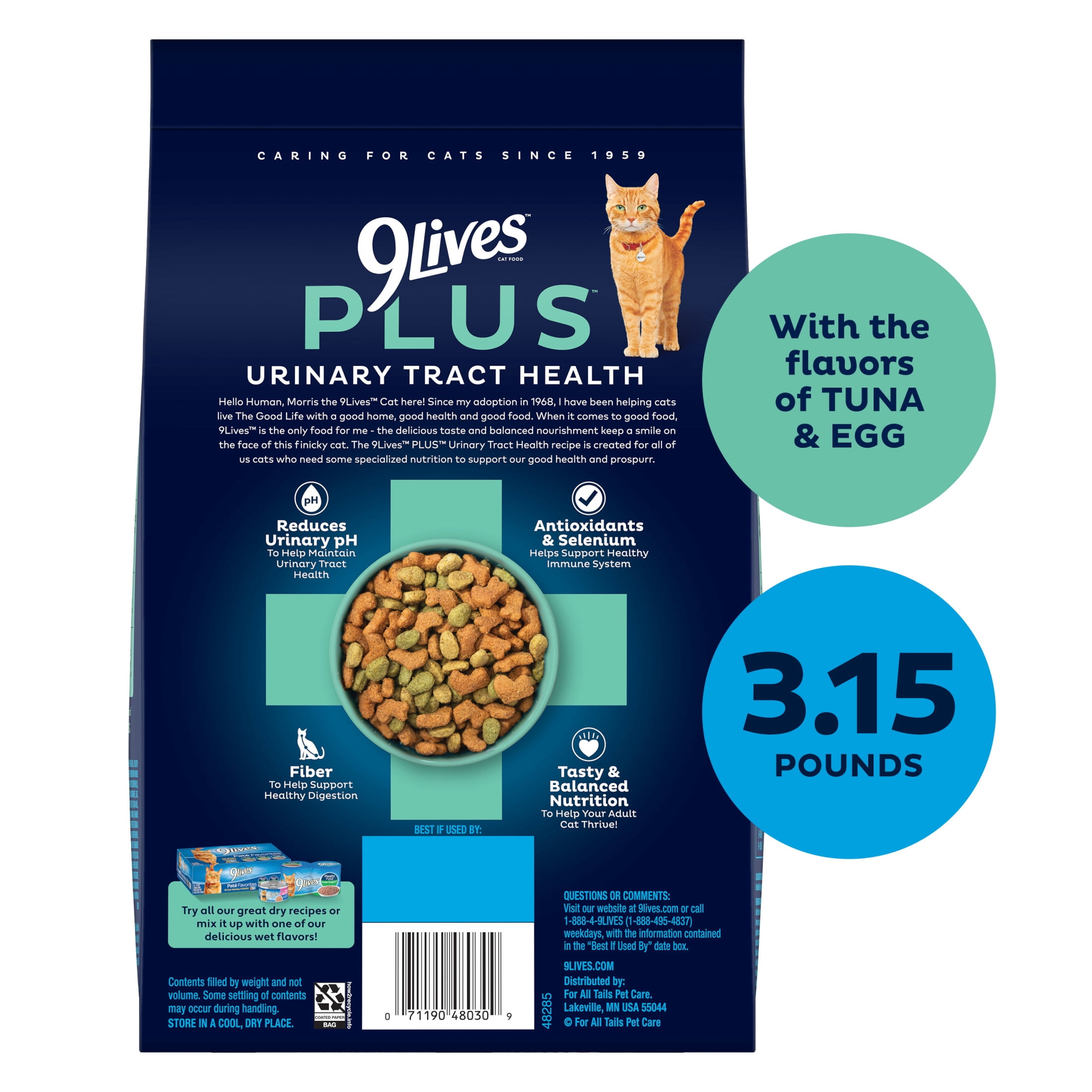 9Lives PLUS Urinary Tract Health Dry Cat Food, 3.15 lb. Bag