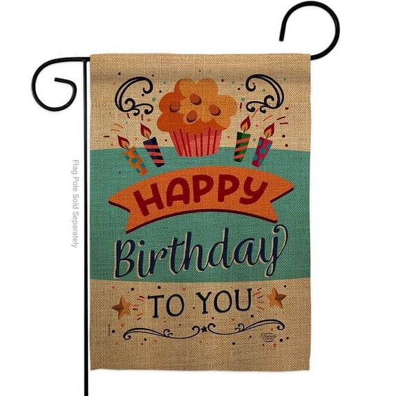 Ornament Collection G192197-BO Birthday to You Celebration Double-Sided Decorative Garden Flag, Multi Color