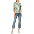 thumbnail image 3 of Allegra K Women's Floral Print Crew Neck Blouse Short Sleeve Top, 3 of 7