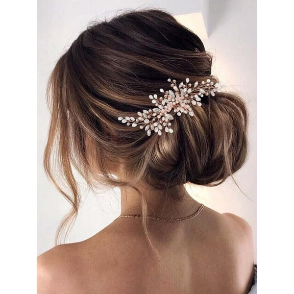 Rhinestones Bride Wedding Hair Comb Silver Bridal Side Comb Wedding Hair Piece Bead Bridal Hair Piece Clips Hair Accessories for Women and Girls (A silver)