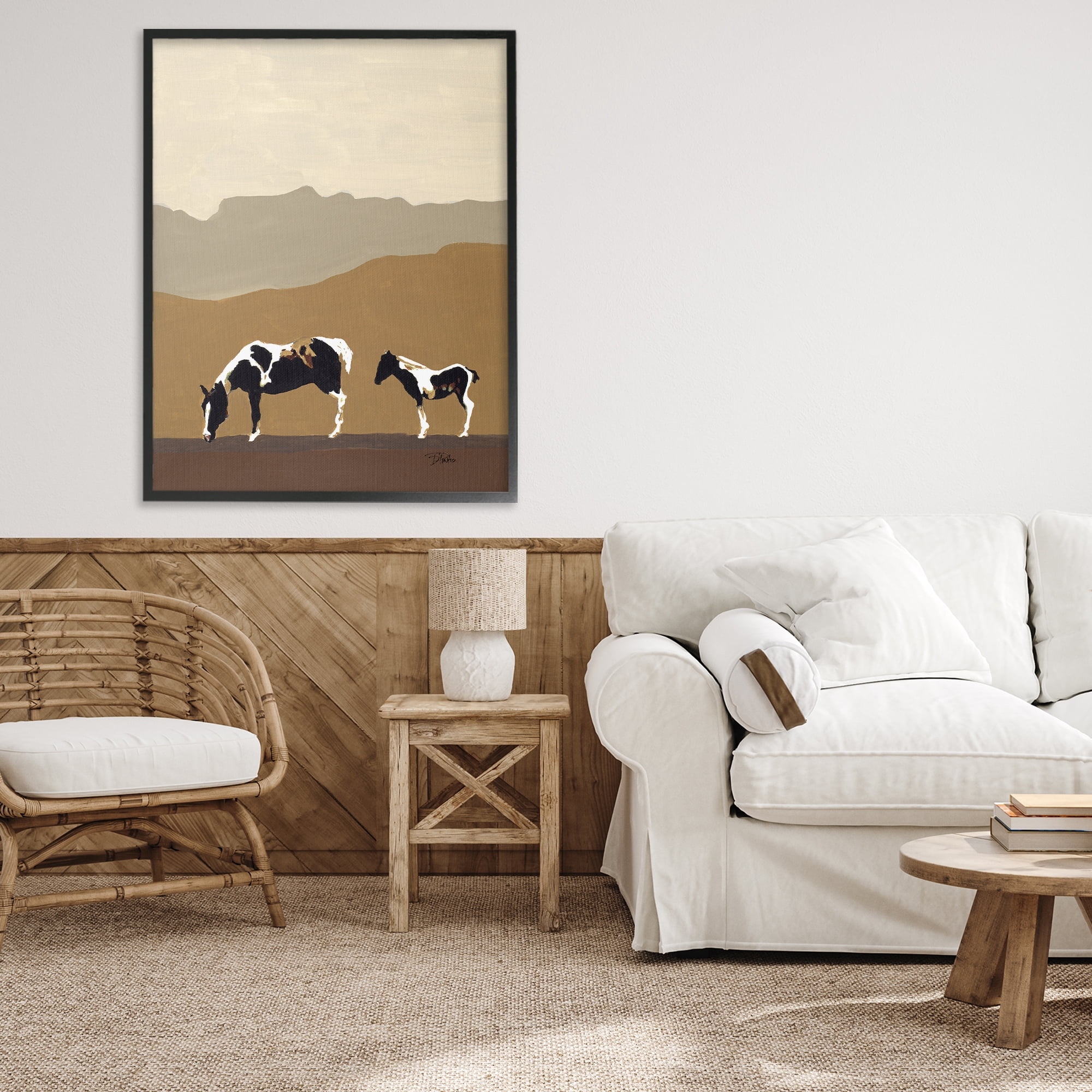 Stupell Industries Modern Mountains Horses Black Framed Giclee Art, design by Patricia Pinto