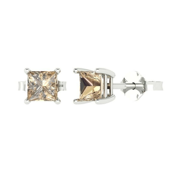 Clara Pucci 1Ct Synthetic Yellow Moissanite Princess Cut VVS1 Push Back Stud 18k Solid hypoallergenic Gold Designer Earrings For April
