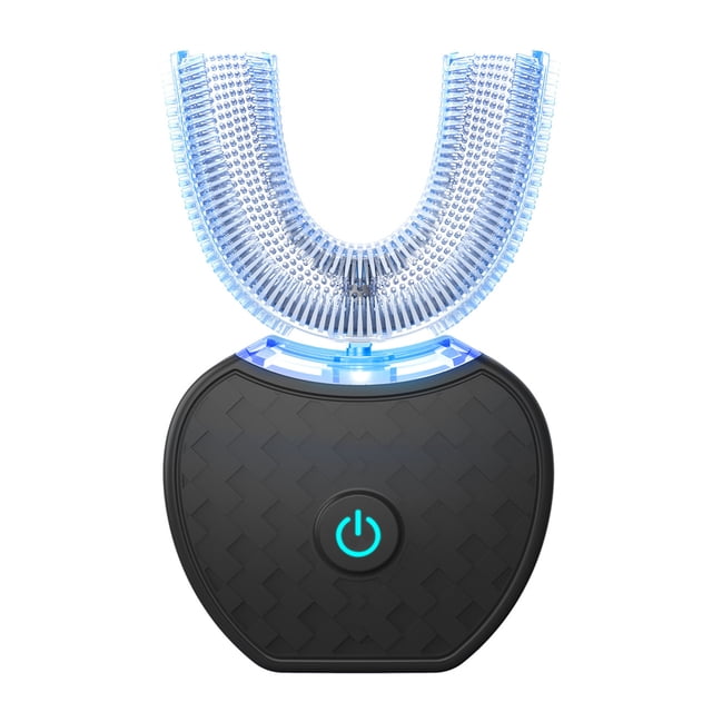 Cepillo de dientes eléctrico en forma de U Cepillo de dientes automático de 360 ° (negro)