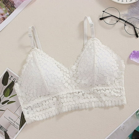 

ERTUTUYI Women Bra Solid Vest Lace Seamless Breathable Push Up Top Underwear White