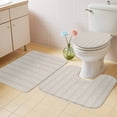 thumbnail image 2 of Light Brown Striped Bath Mat 3 Piece Bathroom Rug Set, Modern Abstract Art Geometric Stripes Non Slip Bath Rug Contour Mat and Toilet Lid Cover, Absorbent Shower Mats Soft Bath Rugs and Mats Sets, 2 of 8