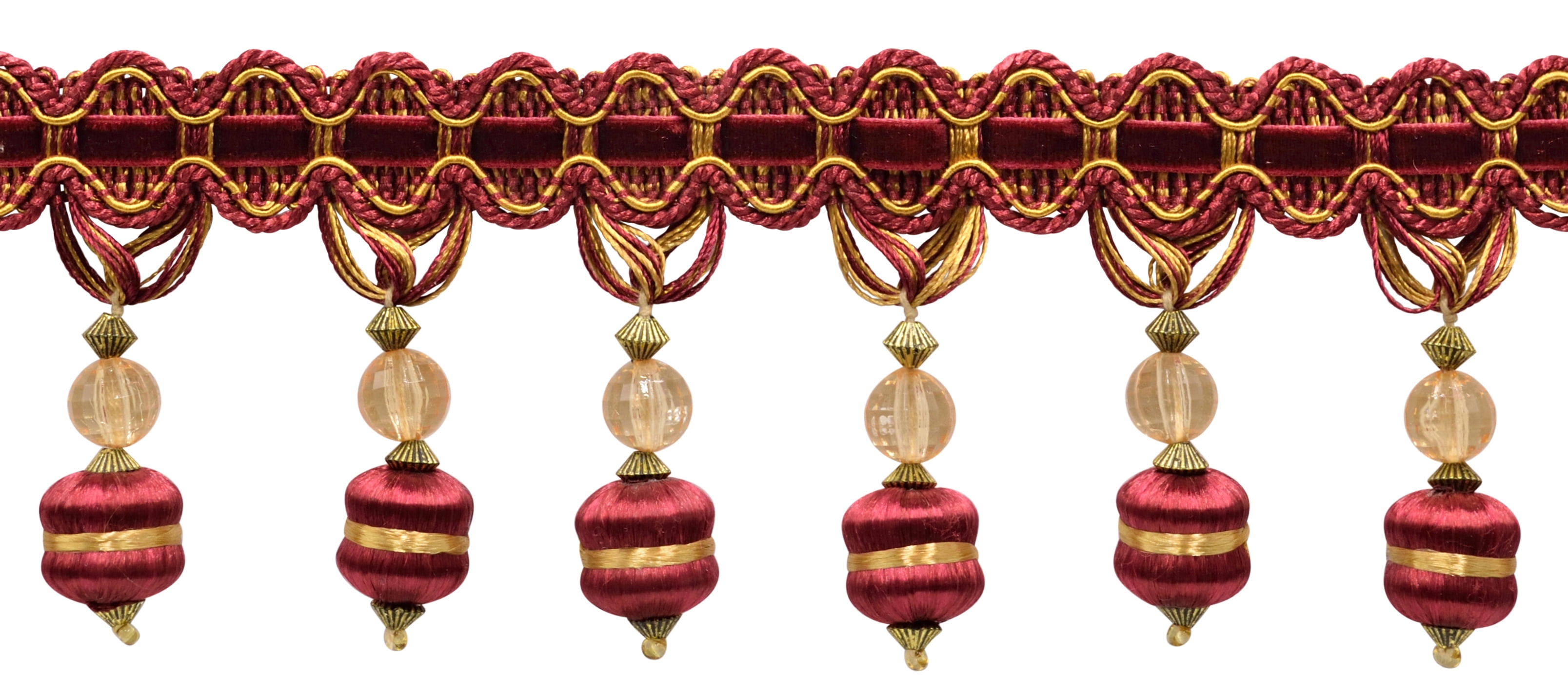 Noblesse Collection Beaded Tassel Fringe Trim - 3 Inch (7.5cm) Long, Cappuccino Brown, Sold By The Yard - View #3