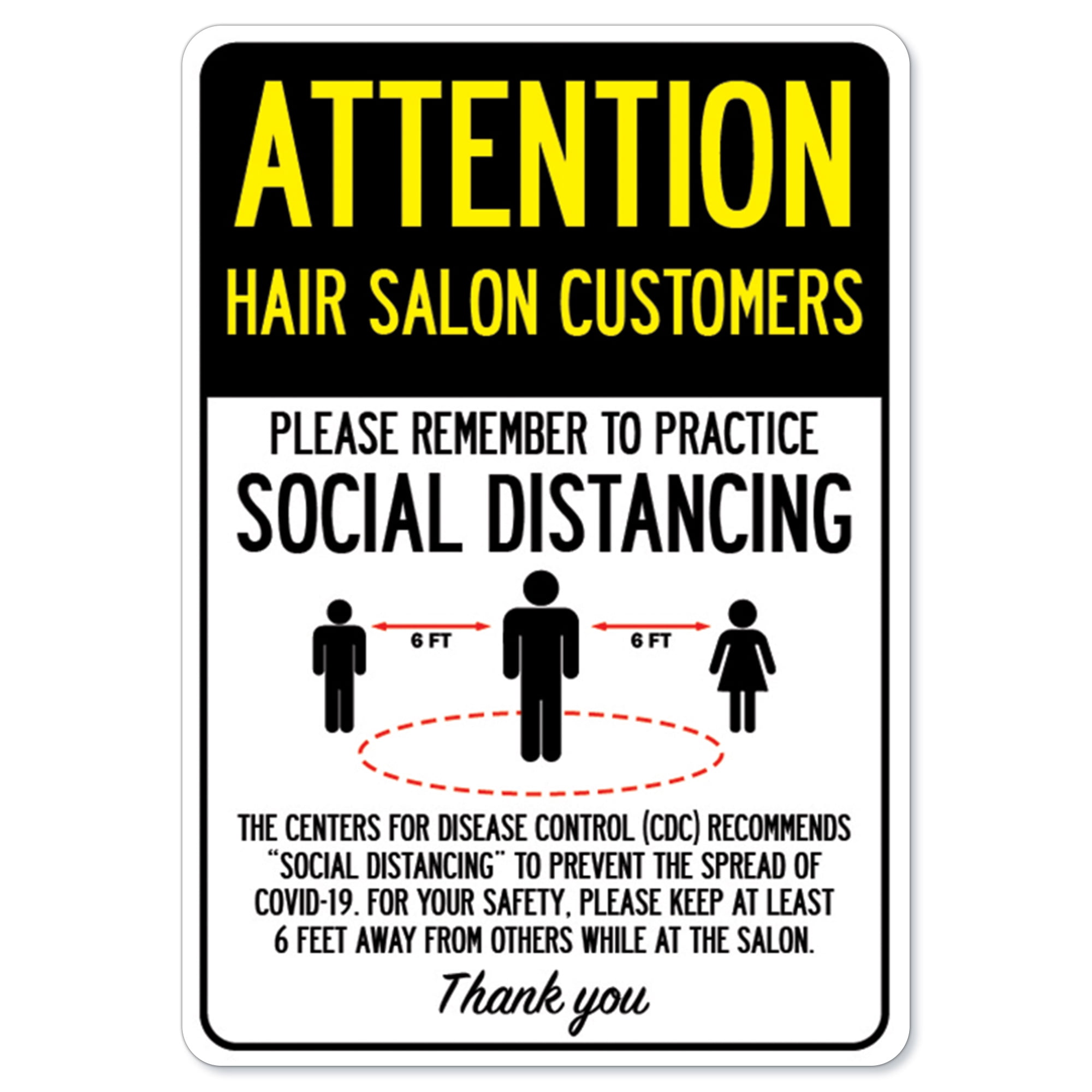Public Safety Sign Attention Hair Salon Customers Practice Social