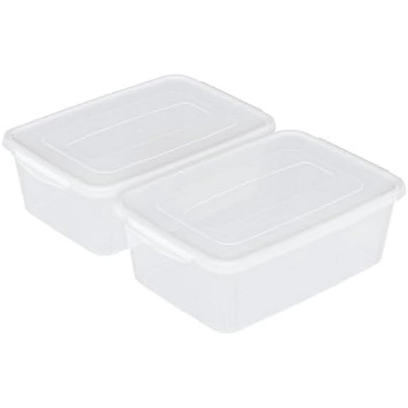 16 Quart Clear Plastic Latching Storage Box, Storage Latch Bin with lid, 2 Packs$$Home Decor, Kitchen, & Other