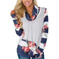 thumbnail image 1 of Sudadera de mujer con cuello desbocado floral a rayas y bolsillos Adepaton WMZY-685-3, 1 of 8