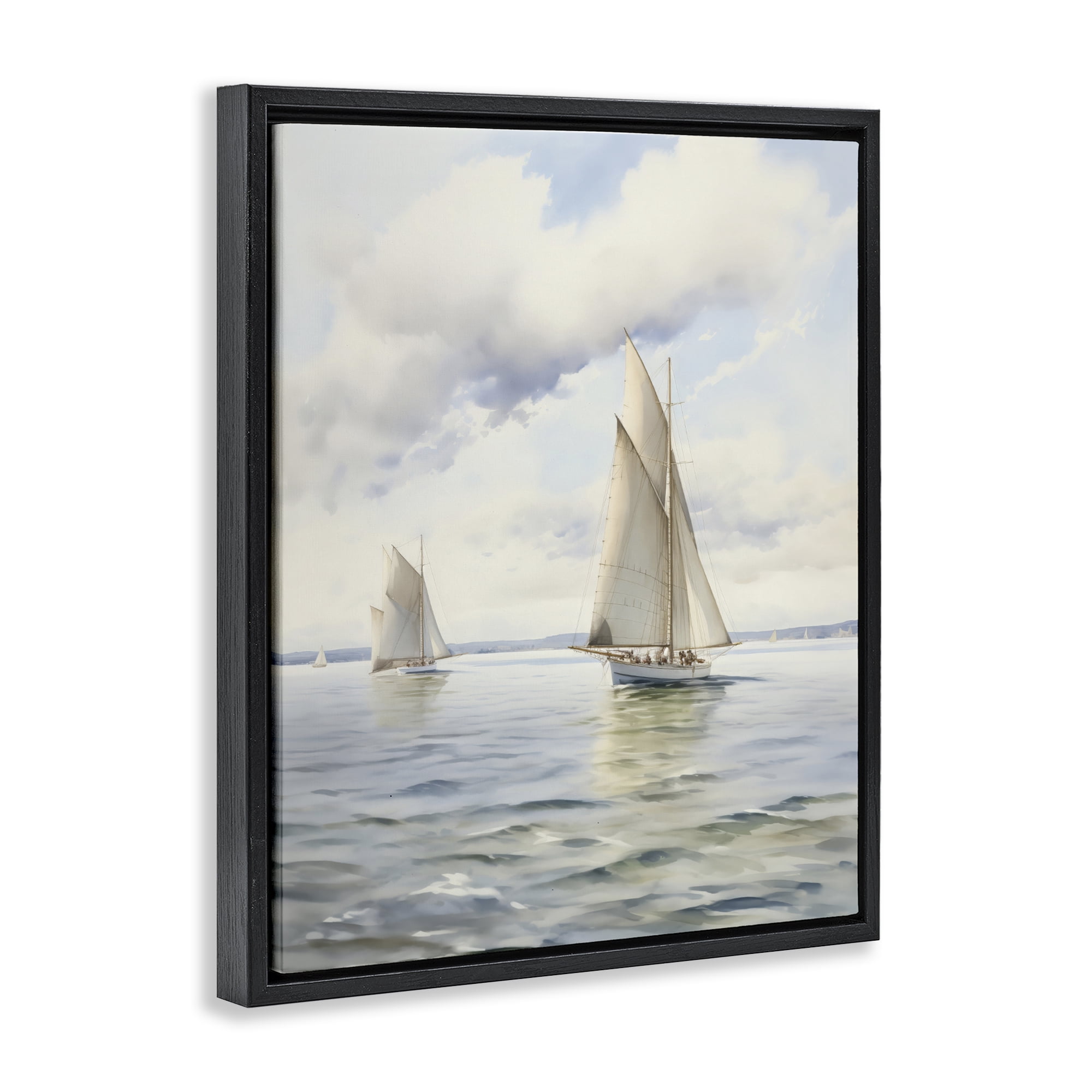 Stupell Industries Sailing Toward a Tranquil Horizon Black Framed Floater Canvas Wall Art, design by LSR Design Studio