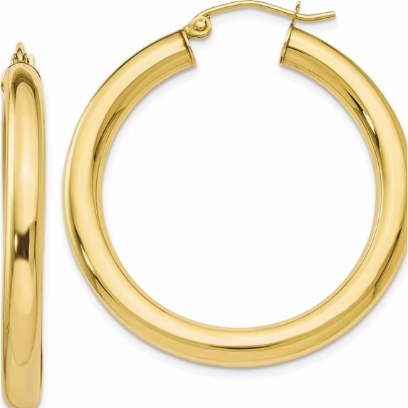 10K Polished Lightweight Hoop Earrings (37x19)