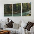 thumbnail image 2 of nygtbtfer Wooden Bridge River Forest Landscapes  Treble Canvas Art Print Box Framed Picture Wall Hanging - Hand  - Framed and Ready to Hang  12x16x3pcs, 2 of 4
