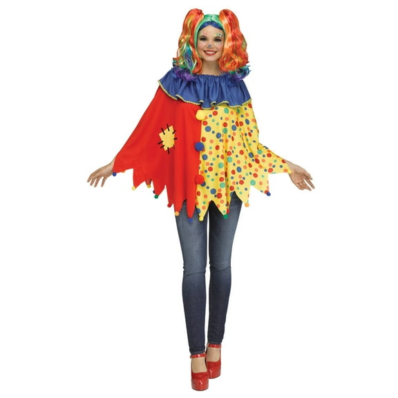 Fun World Clown Fancy-Dress Costume for Adults with Multicolor Design for Halloween, Adult One Size