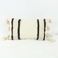 thumbnail image 5 of Yidarton Boho Short Plush Throw Pillow Covers , 12"*20" Black and White Stripes Sofa Pillow Cover Tufted Tassel Design, Living Room Bedroom Decorative Pillow Cover, 1 Pack, 5 of 7